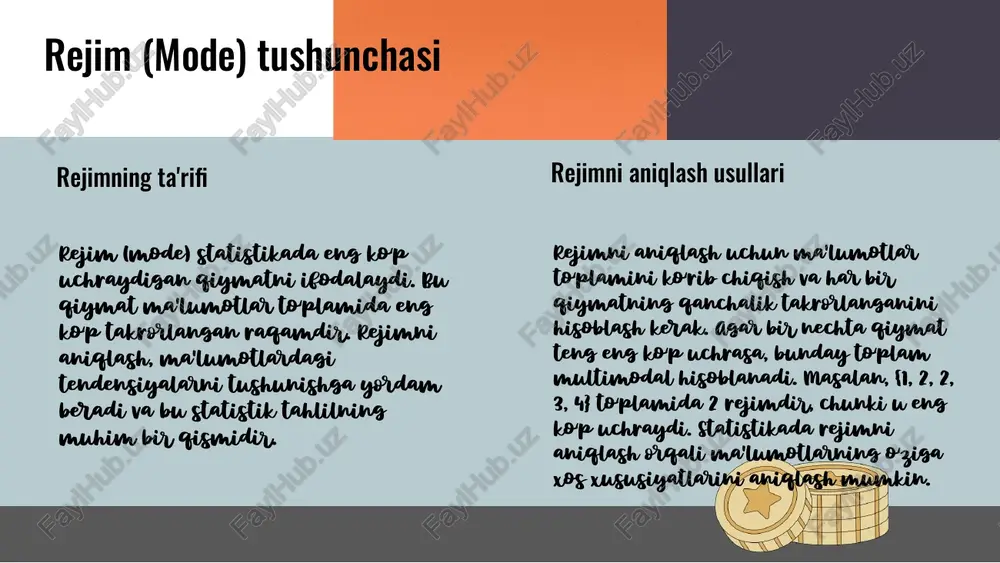 grafiklar va diagrammalar orqali ma'lumotlarni vizualizatsiya qilish, ularni tahlil qilishni osonlashtiradi. photo by nastuh abootalebi on unsplash tasviriy statistika turlarini ko'rib chiqish tasviriy statistika tadqiqotlarda ma'lumotlarni tahlil qilish uchun muhim vositadir. u quyidagi asosiy turlarga bo'linadi: grafiklar, jadval, diagrammalar va o'lchovlar. grafiklar, masalan, ma'lumotlar o'rtasidagi bog'lanishlarni ko'rsatadi; jadval esa aniq raqamlarni taqdim etadi. diagrammalar, ko'pincha, ma'lumotlar tendentsiyalarini tasvirlashda ishlatiladi; o'lchovlar esa ma'lumotlar to'plamini tahlil qilishda qo'llaniladi. misollar: grafiklar uchun biz bar grafiklarini, jadval uchun esa ma'lumotlar to'plamidan olingan raqamli ko'rsatkichlarni keltirishimiz mumkin. diagrammalar uchun chiziqli diagrammalar yoki doira diagrammalaridan foydalanish mumkin. o'lchovlar esa o'z ichiga markaziy tendensiya (o'rtacha, median, mod) va tarqalishni (standart og'ish) oladi. tasviriy statistikalar turlari misollar va qo'llanishi {"title":"ma'lumotlarni tahlil qilishda tasviriy statistika","content":"1. ma'lumotlarni to'plash: ma'lumotlarni to'plashda turli usullar va vositalar qo'llaniladi. masalan, so'rovnomalar, intervyular va tajribalar yordamida ma'lumotlar yig'iladi.\n\n2. tahlil qilish usullari: tasviriy statistika yordamida ma'lumotlar tasniflanadi va tahlil qilinadi. o'zaro bog'liqliklar, o'rtacha qiymatlar va dispersiyalar …