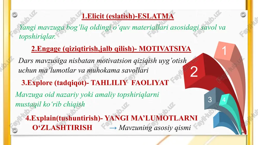 +fecle 4)almashinish reaksiyalari. | murakkab moddalarning tarkibiy qismlari oaro o‘rin almashinishi bilan boradigan reaksiyalar e almashinish reaksiyalari deyiladi. agar kimyoviy reaksiya + cd — ad + dayomida cho‘kma tushadigan 4 « +02 3. parchalanish reaksiyasi ¢) 2cut+02>2cuo jayobi: 4-topshiriq. jadyalni to‘idiring. reaksiyaga kirgan reaksiya barcha moddalar mahsulotlari reaksiya turi koeffitsiyentlar yig’indisi nat+h,0 naoh+h; 5- topshiriq. 1)nat+ao.—naro2: 2)ah+bo.—al03, 3)h>+co.—h;0 tenglamalardagi a, b, c lami solishtiring. ular orasidan qaysi biri eng katta qiymatga ega? 6- topshirig. jadvaldagi reaksiyalardan qaysi biri ekzotermik.aaysi biri esa endotermik reaksiya ekanligini aniglang. reaksiya tenglamasi reaksiya turi. cao+h,0=ca(oh)2 c+02=co2 n2+o2=2no h,0-4h,+0, 74topshirig. so'roq belgilarini kerakli moddalar formulalari bilan almashtiring va olingan kimyoviy reaksiyalar sxemalarida koeffitsientlarni joylashtiring. har bir reaksiyaning turini ko'rsating: a)2+02.—h,0; b)zn+?—znso.+h c) cutor>? d) ?+h,o—naoh 6,0; 7 @e,. e’tiboringiz 4 “ba uchun ming bora tashakkur! /docprops/thumbnail.jpeg