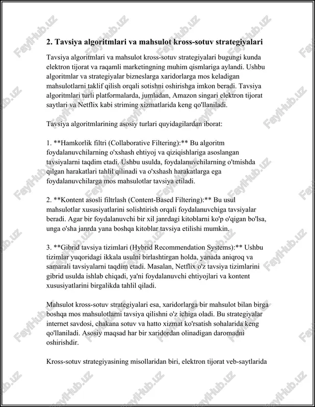 ydalanuvchilar bilan avtomatik suhbatlashadigan tizimlar. ular turli algoritmlar orqali foydalanuvchilar beradigan savollarga javob qaytaradi. 2023-yilga kelib, chatbotlar 92% iste'molchilar xizmatlarida ishlatilmoqda. 2. **mijozlarga xizmat ko'rsatishda samaradorlik:** chatbotlar yordamida tashkilotlar 30% tezkor mijozlarga xizmat ko'rsatishni yo'lga qo'yishdi. chatbot texnologiyasi, ayniqsa, umumiy va oddiy savollar uchun samarali hisoblanadi, chunki u inson resurslarini yanada murakkab vazifalar uchun ozod qilish imkonini beradi. 3. **xarajatlarni optimallashtirish:** forbes ma'lumotlariga ko'ra, chatbotlar foydalanish orqali tashkilotlar yillik xizmat ko'rsatish xarajatlarini 40% ga qisqartirishi mumkin. buning asosiy sababi, chatbotlar avtomatik javoblar orqali mijozlarga xizmat ko'rsatish vaqtini qisqartiradi va kamroq xodim ishlashini talab qiladi. 4. **24/7 xizmat ko'rsatish:** chatbotlar va virtual yordamchilar 24 soat davomida uzluksiz xizmat ko'rsatish imkonini beradi. statista hisobotiga ko'ra, 2022-yilga kelib, kompaniyalar 60% hollarda kecha-kunduz avtonom xizmat ko'rsatish imkoniyatidan foydalanishgan. 5. **til va madaniy cheklovlarni yengish:** zamonaviy chatbotlar ko'p tilli ishlash imkoniyatiga ega bo'lib, mijozlarga ularning tili va madaniyatiga mos xizmat ko'rsatishni ta'minlaydi. global bozorni ko'rib …