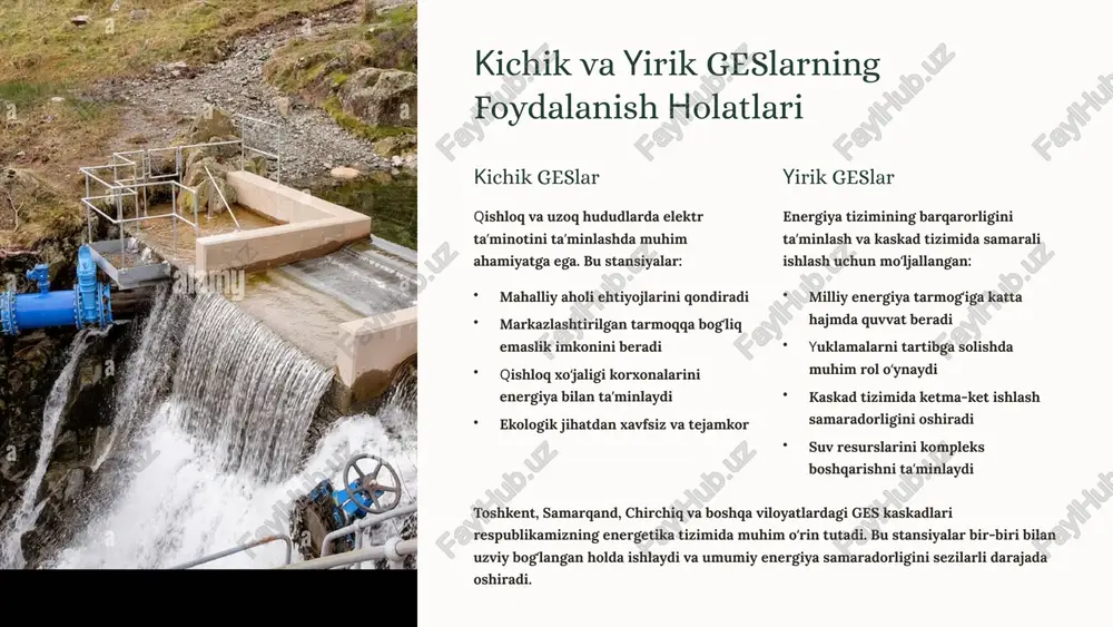 arkaziy osiyo mintaqasidagi gidroenergetika rivojlanishi boʻyicha tahliliy hisobotlar ushbu taqdimot gidrotexnik inshootlardan foydalanish fanidan tayyorlangan boʻlib, oʻzbekiston respublikasidagi gidroelektrostansiyalar tizimini kompleks koʻrib chiqadi. image1.png image2.png image3.png image4.png image5.png image6.png image7.png image8.png image9.png image10.png image11.png image12.png image13.png image14.png image15.png image16.png image17.png image18.png image19.png image20.png image21.png