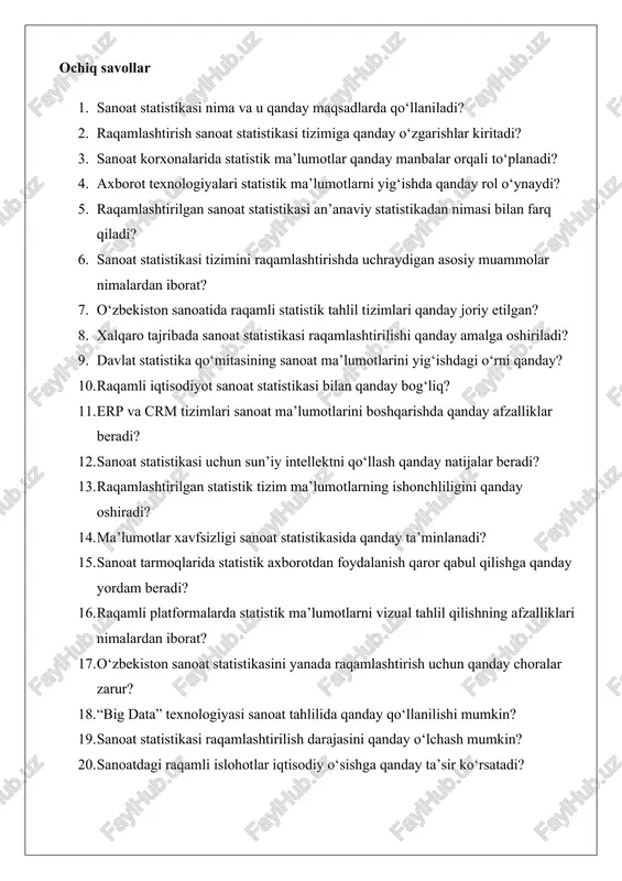 sanoat statistikasini yuritilishining raqamlashtirilish darajasi - Page 5