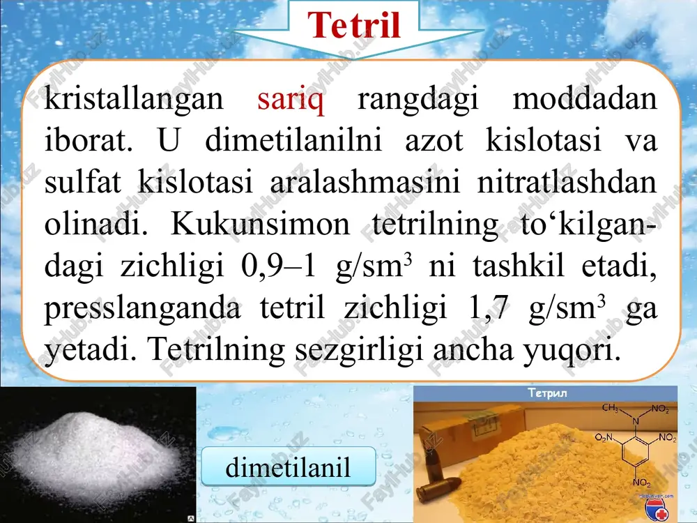 nitrobirikmali turiga mansub bir tarkibli portlochi moddalar - Page 5