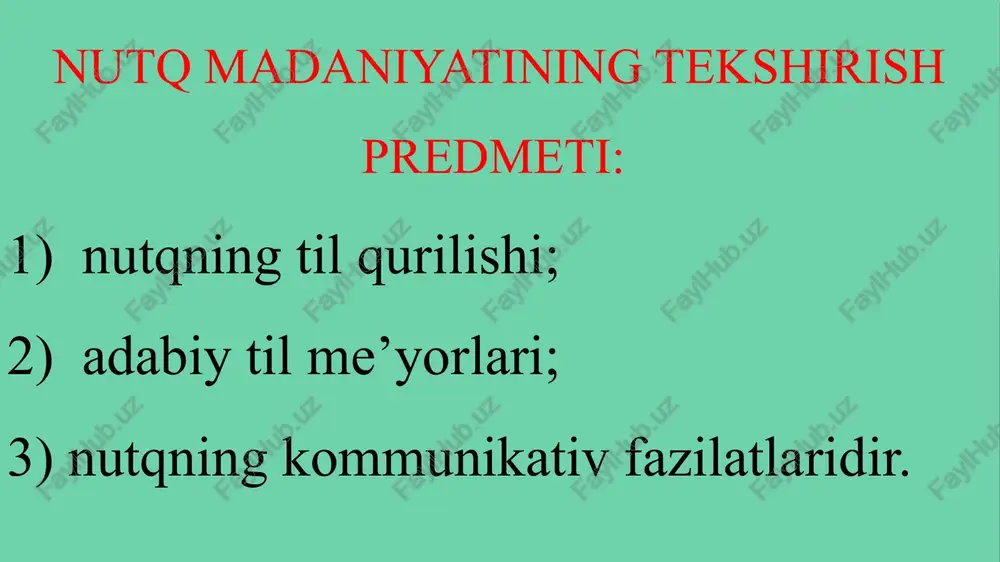 ostligini yuksak qadrlagan, boshqalardan ham talab qilgan. amir temur arab olimi ibn xaldunga o’rta yer dengizining janubiy qirg’og’idagi yerlar haqida yozib berishni topshirganida ham “shunday yozginki, men o’qiganda o’sha joylarni o’z ko’zim bilan ko’rganday bo’lay” deb tayinlagan. “avesto”da til, nutq, nutq odobi, tilga munosabat, tilni ulug’lashga oid fikrlar “ezgu niyat, ezgu so’z va ezgu amal” g’oyasida namoyon bo’lgan. kaykovus tomonidan 1082-1083 yillarda yaratilgan, qadimgi sharq pedagogikasining ajoyib asarlaridan biri hisoblangan «qobusnoma» da ham nutq odobi va madaniyati haqida ibratomuz fikrlar aytilgan. asar 44 bobdan iborat bo‘lib, uning 6-, 7- boblari so‘z odobi haqidadir: «ey farzand, agar har nechakim suxandon bo‘lsang, o‘zingni bilg‘ondan kamroq tutg‘il, to so‘zlash vaqtida nodon va beburd bo‘lib qolmag‘aysan. ko‘b bilib, oz so‘zlag‘il va kam bilib ko‘p so‘z demag‘il. chunki, aqlsiz shundoq kishi bo‘ladur - u ko‘b so‘zlar. debdurlarki, xomushliq salomatlik sababidur, chunki ko‘b so‘zlaguchi oqil kishi bo‘lsa ham, avom uni aqlsiz derlar». alisher navoiyning «muhokamat ul-lug‘atayn», …
