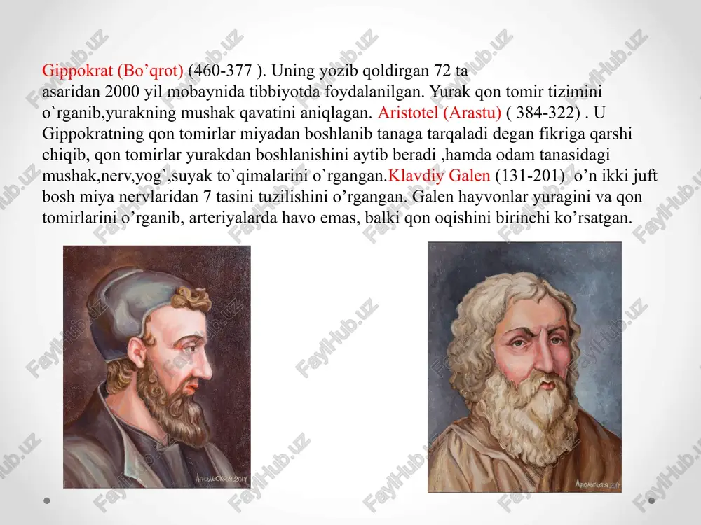 al (canalis vertebralis) ni hosil qiladi. bu kanalda esa orqa miya joylashadi orqada o’rta chiziqdan toq qirrali o’simta (processus spinosus) va juft ko’ndalang o’simta (processus transversus) joylashgan. umurtqa yoyining tanaga yaqin qismida yuqoriga qarab yo’nalgan yuqorigi bo’g’im o’simtasi (processus articularis superior) va pastga qarab yo’nalgan pastki bo’g’im o’simtasi (processus articularis inferior) joylashadi. ularning har birida yuqorigi va pastki bo’g’im yuzalari (facies articularis superior et inferior) bo’lib, qo’shni umurtqalar bilan bo’g’im hosil qiladi. yuqoridagi umurtqaning bo’g’im o’sig’i va pastki umurtqaning yuqorigi o’sig’i birlashishidan ular oralig’ida umurtqalararo teshik (foramen intervertebrale) hosil bo’ladi. bu yerdan orqa miya nervlari chiqadi. bo’yin umurtqalari boshqa umurtqalardan farq qilibgina qolmay, ular o’zaro bir-biridan ham farq qiladi. ularni ikki guruhga ajratib o’rganiladi: 1. tipik bo’yin umurtqalari (c3-7) 2. atipik bo’yin umurtqalari (c1-2) bo`yin umurtqalari (vertebra cervicales) - tanasi nisbatan kichik va ellipsimon shaklda. -bo’yin umurtqalarining tanasi iii umurtqadan vii ga qarab kattalashadi. -ularning ustki va pastki yuzalari egarsimon …