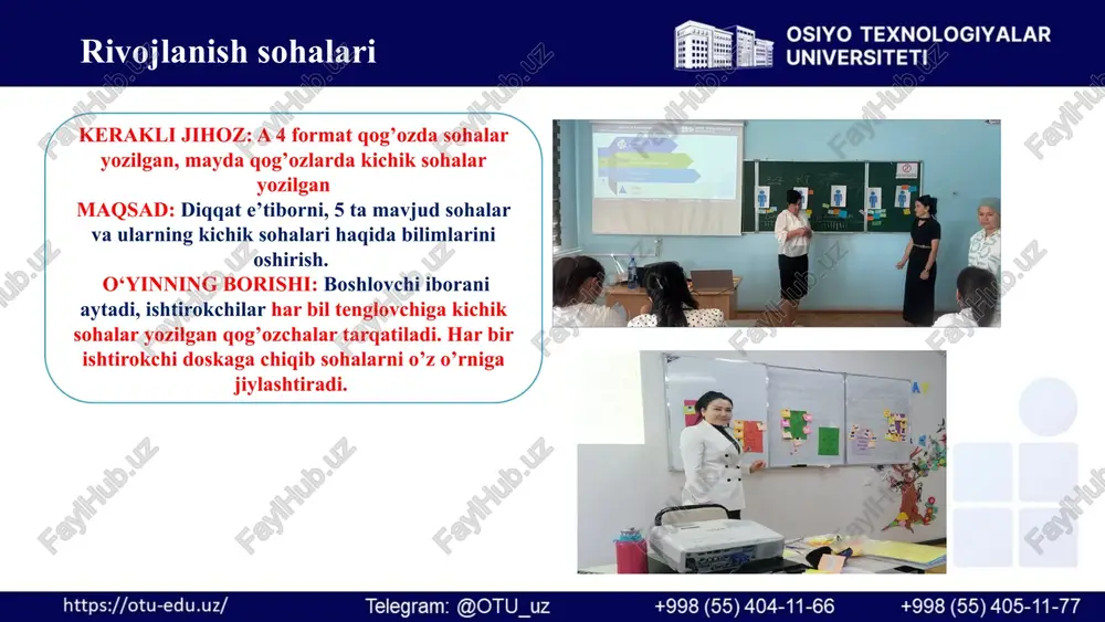sturi asosida maktabgacha yoshdagi bolalarning taʼlim va tarbiya jarayonini tashkil etish. davlat o`quv dasturini takomillashtirish bo`yicha xalqaro tajriba msko unesco ta'limning xalqaro standart tasnifi txct unesco 106-bandiga muvofiq ta'lim dasturlari tasnifi http://uis.unesco.org/sites/default/files/documents/isced-2011-ru.pdf “nuri” dasturi “mavzuli rejalashtirish” finlyandiya o'quv dasturining qiymat doirasi va kompetensiyalari /www.oph.fi/en/education-and-qualifications/national-core-curriculum-ecec-nutshell britaniya kolumbiyasi maktabgacha ta’limi dasturi uchun kompetensiyalar avstraliya maktabgacha ta’lim tizimi dasturi uchun kompetensiyalar 2.2. takomillashtirilgan “ilk qadam” davlat oʻquv dasturi asosida maktabgacha yoshdagi bolalarning taʼlim va tarbiya jarayonini tashkil etish. rivojlantiruvchi muxit ikkinchi nashr ta’lim-tarbiya faoliyati takomillashtirilgan “ilk qadam” davlat oʻquv dasturi asosida rivojlanish markazlarida olib boriladigan integratsiyalashgan taʼlimiy faoliyat bolalarni ongli ravishda va samarali oʻzlashtirishga xizmat qiladi. rivojlantiruvchi muxitning turlari: 1.qurish-yasash konstruksiyalash va matematika 2. syujetli rolli o`yinlar va sahnalashtirish 3.nutq va til markazi 4.ilm-fan va tabiat markazi 5.san’at markazi 6. musiqa va ritmika markazi 2.2. takomillashtirilgan “ilk qadam” davlat oʻquv dasturi asosida maktabgacha yoshdagi bolalarning taʼlim va tarbiya jarayonini tashkil etish. qurish-konstruksiyalash+matematika ko`p …