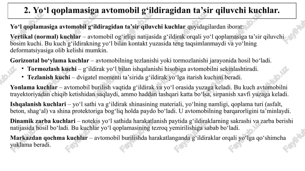 yo‘l va avtomobilning o‘zaro ta’sirining xususiyatlari - Page 5