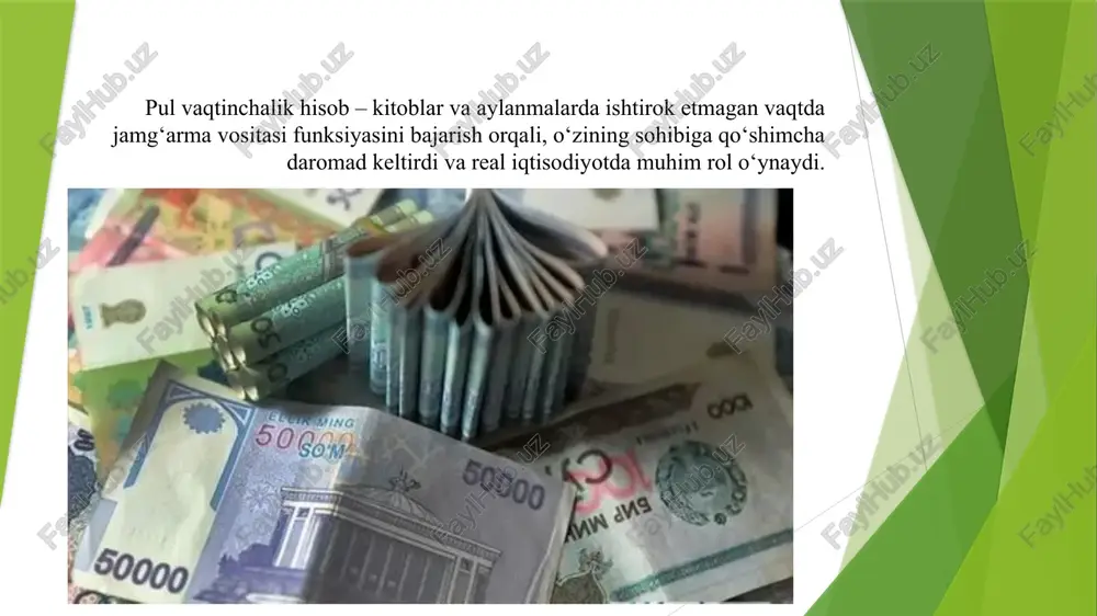 a ham rivojlangan va ayrim rivojlanayotgan mamlakatlar banklarida naqd va naqdsiz pul hisob – kitoblarni amalga oshirish o‘rtasida farq mavjud emas. ; pul aylanishi modeli uning ( yaratilishi ) muomalaga chiqarilishi va qaytishi bilan bog‘liq izchil to‘rt bosqichdan iborat: banklar firmalarga kredit beradi; firmalar o‘z xodimlariga ish haqi to‘laydi; xodimlar firmalarning yaratgan mahsuloti, tavari, xizmatini xarid qiladi; firmalar banklarga olgan kreditlarini qaytarib to‘laydilar. grazianining fikriga ko‘ra: ―pulning aylanish nazariyasi pulning butun aylanish davomiyligini muhokama qiladi, ya‘ni bank qarzlarini berilishi bilan boshlanib, qarzlarni to‘lanib so‘ndirilishi bilan tugaydi haqiqatda, aylanish modeli ―pulning butun aylanish davri‖ ni yoritib bera olmaydi. bank-firma munosabatlaridan tashqari , model real iqtisodiy va moliyaviy operatsiyalardan farq qilmaydi, banklar va moliyaviy vositachilar orasidagi farqlar tizimli emas; eski sanoat tushunchasiga asoslanib qayta mahsulot ishlab chiqaradi va xarid qiladi.46 pul aylanmasidan tashqari to‘lov aylanmasi degan tushuncha mavjud. to‘lov aylanmasi pul aylanmasiga qaraganda keng tushuncha. to‘lov aylanmasi-bu pul shaklidagi mablag‘larning va pul …