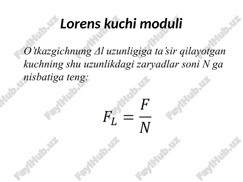 magnitmaydonining harakatlanayotgan zaryadlarda'siri. lorens kuchi - Page 5