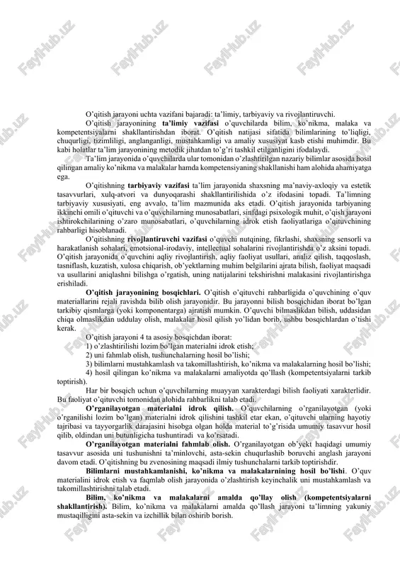 oyalarning rivojlanishida psixologlar ham muhim hissa qo’shishgan: yaqin zonadan rivojlanish va inson rivojlanishida birgalikdagi faoliyatni roli haqidagi ta’limot, shaxsning hayotiy faoliyatdagi vazifalari, fikriy soha, insonning reflektiv imkoniyatlarining rivojlanishi, o’quv faoliyati jarayonida uning psixik rivojlanish qonuniyatlari haqidagi tadqiqotlar, shular jumlasidandir. zamonaviy pedagogik fanlardagi maqsadiga (ta’limiy, tarbiyaviy), ta’limning bosh maqsadi – madaniyatga yondashuvga, o’quv-tarbiya jarayoni doirasida hal etiladigan vazifalariga, pedagog va talabalar orasidagi o’zaro ta’sir etish tavsifiga ko’ra paradigmalar farqlanadi. ta’limning keng tarqalgan beshta paradigmasi mavjud: an’anaviy (bilimga yo‘naltirilgan paradigma); fenomenologik (insonparvarlik paradigmasi); ratsionalistik (bixevioristik, xulq-atvorga doir); texnokratik; ezoterik. an’anaviy (bilimga yo’naltirilgan) paradigma. bilimga yo’naltirilgan paradigmada ta’limning bosh maqsadi: «istalgan qiymatdagi bilim, bilim va yana bilimdir». shuning uchun ta’lim muassasasining roli insoniyat sivilizatsiyasi madaniy merosining ko’proq mavjud unsurlari – ham individual, xuddi shunday ijtimoiy tartibni saqlab qoluvchi, individual rivojlanishga imkon beradigan zaruriy, xilma-xil, muhim bilim, ko’nikma va malakalar, bundan tashqari ideal va qadriyatlarni uzatish va saqlashda namoyon bo’ladi. shuning uchun o’quv dasturlari …