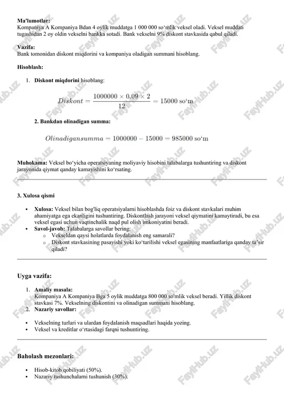 veksel bilan bog‘liq operatsiyalar hisobi - Page 5
