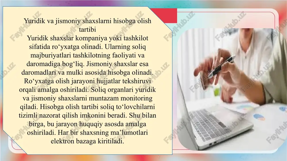 soliq to‘lovchilarni hisobga olish slayd - Page 5