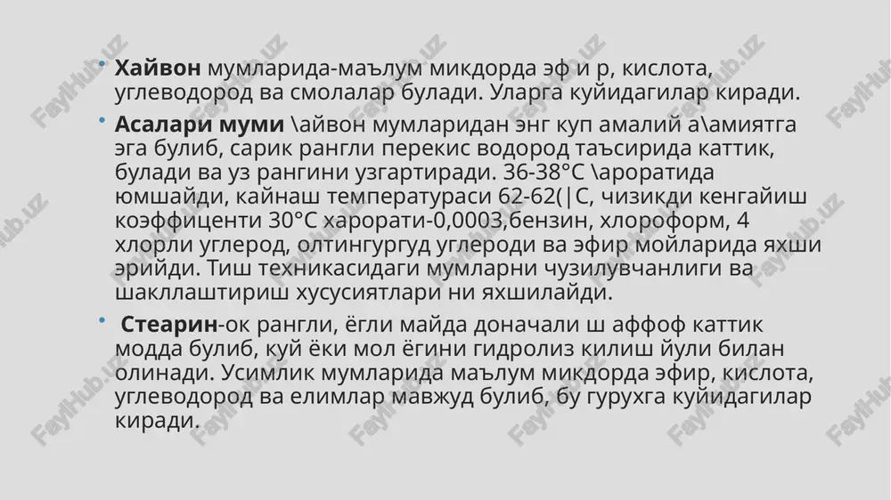 l rangli mum bilan koplama shakllantiriladi. bu mumlarning bir-biridan farki kuyidagicha: kizil mumkam kattiklikka ega, erish xarorati +60()s; kuk - urtacha kattiklikda, erish xarorati 68ns; yashil- kattik, erish xarorati70°s. kullash usuli: pichokcha bilan kerakli mikdorda mum olinib olovda kizdiriladi va tomchilab modelga kuyiladi. sh akllantirish umumiy kabul kilingan usullar bilan olib boriladi. uning: tuplamda 2 dona tayokcha kizil rangli, 6 donadan yashil va kuk rangli tayokchalar buladi. ishlab chitsaruvchi: ukraina (xarkov sh.) davlat “stoma” image1.png image2.png image3.png image4.png image5.png /docprops/thumbnail.jpeg