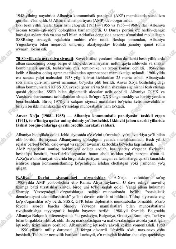 uchragan mustabid yo'q qilindiyu, uni yuzaga keltirgan tashkilot saqlanib qoldi. 1990-yugi par-lament saylovlarida mqf quyi palata va senatda mutlaq ko'pchihk o'rin oldi. ruminiya prezidenti etib i. iliyesku saylandi. shu yil 13-iyunda namoyishchilar va politsiya o'rtasida to'qnashuv ro'y berdi. bir qator hukumat bino-lari yoqib yuborildi. hukumat tartibsizliklarni bostirish uchun viloyatdan 10 ming shaxtyorni chaqirdi, ular o'ta shafqatsizlik bilan harakat qilib, chaushesku diktaturasi ag'darilgandan so'ng tiklangan milliy-liberal va milliy-saranistik partiyalar shtab-kvartiralari tor-mor etildi. biroq aholining turmush darajasi pasaya bordi. hukumatni qo'llab-quvvatlagan shaxtyorlar 1991-yil sentabrda yana buxarestga kelishdi. ularning hukumat bilan muzokarasi muvaffaqiyatsizlikka uchragach, shax​tyorlar hukumat rezidensiyasi va telemarkazga hujum etishdi. xavfsizlik kuchlari ularning ishg'ol etilishiga yo'l qo'ymadi, biroq hukumat iste'foga chiqishga majbur bo'ldi. mamlakatning bozor munosabatlariga o'tishi: ruminiyaning yangi rahbariyati katta kechikish bilan shuni tushundiki, iqtisodiyot va ijtimoiy siyosatda islohot-larsiz mumkin emas. 1991—1992-yillarda bunday islo-hotlar boshlandi. ularga ko'ra, davlat korxonalari hissadorlik korxonalariga aylantirildi. 1945-yildan so'ng musodara qilingan uy, kvartira, yerlar (10 gadan …