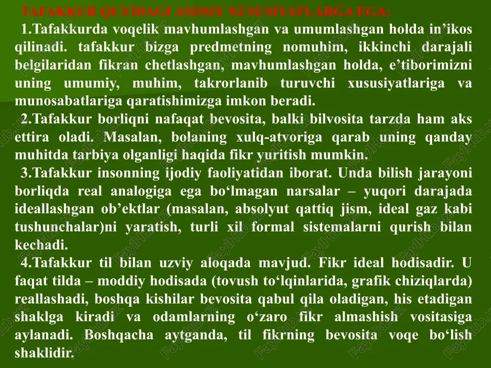 i? agar nozidlik qonuni qarama-qarshi (kontrar) hukmlarga nisbatan amal qilsa, uchinchisini istisno qonuni esa zid (kontradiktor) hukmlarga nisbatan amal qiladi. shuningdek, nozidlik qonuni haqiqatni aniqlashning ikki qarama-qarshi yo‘lini tan olib, ulardan biri chin, ikkinchisi yolg‘on ekanligini ta’kidlaydi. uchinchisini istisno qonuni fikrga jiddiy aniqlik kiritib, uchinchi, oraliq, o‘rtancha yo‘lning bo‘lishi mumkin emasligini qayd qiladi. mantiqning bu qonuni ham to‘g‘ri, izchil, xatosiz tafakkur qilish uchun katta ahamiyatga egadir. formulasi: a yo v, yo v emas. yetarli asos qonuniga binoan, har qanday chin, haqqoniy fikr, hukm, bilim asoslangan, isbotlangan, dalillangan bo‘lishi, buning uchun esa ular yetarli, to‘liq asoslar, dalillar, fikrlar, argumentlarga ega bo‘lishi lozim. demak, mulohazalar haqqoniyligini asoslash, isbotlashning yagona vositasi dalillar, asoslar, faktlar va argumentlardir. asoslanganlik esa to‘g‘ri tafakkurning muhim talabidir. asoslanmagan, isbotlanmagan fikr yolg‘on, noilmiy fikr, xurofot, bid’at, bo‘htondir. yetarli asos uchun olingan dalillar, faktlar miqdori o‘rganilayotgan ob’ektning tabiati va xarakteriga bog‘liqdir. ular haddan tashqari ko‘p ham yoki, aksincha, kam ham …