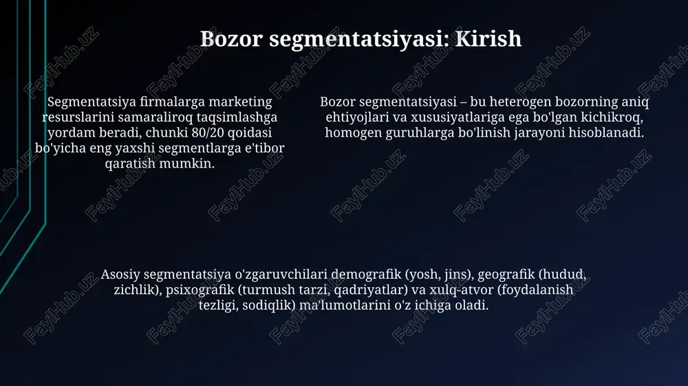 bozor segmentatsiyasi va mijozlar ehtiyojini õrganish - Page 5