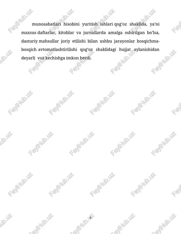 ar va hokazo) koʻrinishida taqdim etadi. ichki manbaga murojaat qilish axborot texnologiyalari komponentlari – kompyuterlar, tizimli va amaliy dasturiy ta'minot hamda zarur hollarda kommunikatsiya vositalari yordam ida am alga oshiriladi. ichki manbalar norasmiy tizim vositasida ma'lumotlar bazasidan soʻrovga javob tariqasida foydalanuvchini axborot bilan ta'minlaydi. foydalanuvchi rasmiy va norasmiy tizimga suyanib i timoiy faoliyat, korxona va tashkilot ishini tavsiflovchi axborotni oladi. an'anaviy axborot texhologiyasi rivojlanishi ikki an’anaviy segment ma'lumot va matndan tashqari, yana qoʻshimcha ikkita segment-tasvir va nutqni qayta ishlashni ta'minlaydi. axborot muhiti axborotni qayta ishlash, qabul qilish, oʻtkazish va qidirish qobiliyatiga koʻra qismlarga boʻlinadi. oʻz navbatida, qayta ishlash qobiliyati insonning axborotni qabul qilish imkoniyatiga koʻra aniqlanadi. ayrim hollarda axborot shakl, hajm va hokazo belgilar boʻyicha tarkiblashtirishni talab qiladi. qayd etish lozimki, foydalanuvchi axborot manbaiga muhtoj boʻladi. chunki u axborotni uygʻunlashtirishga qancha koʻp vaqt va kuch saærflasa, samaradorlik ham shuncha kam boʻladi. foydalanuvchining faoliyat samarador-ligini oshirish uchun axborotni integrallash jarayonini turli …