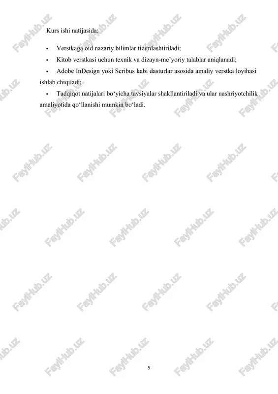 a elektron kitoblar uchun verstka jarayoni web-dizayn bilan chambarchas bog‘liqdir. · pedagogika: o‘quv qo‘llanmalari, darsliklar va metodik qo‘llanmalar uchun verstkalar. verstka nafaqat nashriyotchilikda, balki axborot va dizayn bilan bog‘liq turli sohalarda ham keng qo‘llaniladi. quyida ayrim asosiy bog‘liqliklar ko‘rib chiqiladi: · pedagogika: o‘quv adabiyotlarini tayyorlashda verstka o‘quvchilarga materialni qulay qabul qilish imkonini yaratadi. darslik va metodik qo‘llanmalarning o‘ziga xos tuzilmasi — sarlavhalar iyerarxiyasi, masala va topshiriqlarni belgilash uslublari, jadvallar, diagrammalarni joylashtirish kabi jihatlar verstka orqali amalga oshiriladi. pedagogikadagi vizual tushunish (visual literacy) nazariyasi verstka elementlari orqali o‘qitish samaradorligini oshirishga xizmat qiladi · marketing va reklama: verstka reklama materiallarida ma'lumotni vizual tarzda samarali yetkazishga yordam beradi. reklama bukletlari, flyerlar, kataloglar kabi mahsulotlarda yaxshi tuzilgan verstka mahsulotga bo‘lgan ishonchni oshiradi. vizual identitet va brend uslubining uzviyligini saqlashda verstka katta ahamiyatga ega · veb va ui/ux dizayn: garchi verstka odatda bosma mahsulotlar bilan bog‘liq bo‘lsa-da, u zamonaviy veb-sahifalar, mobil ilovalar va interfeys dizaynida …