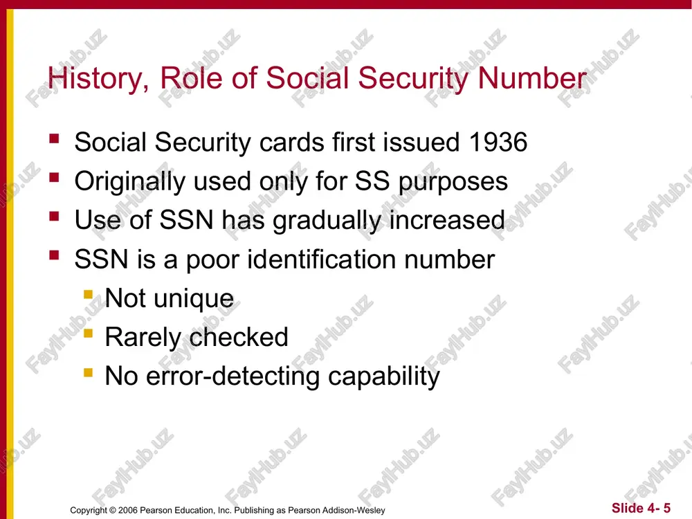between hackers and those who download mp3 files establishment overvalues intellectual property use of technology as a “joy ride” breaking certain laws that not that big a deal parallels between response of secret service and response of riaa cyberspace is real those who break the law can be identified illegal actions can have severe consequences copyright © 2006 pearson education, inc. publishing as pearson addison-wesley slide 4- * penalties for hacking examples of illegal activities accessing without authorization any internet computer transmitting a virus or worm trafficking in computer passwords intercepting a telephone conversation, email, or any other data transmission accessing stored email messages without authorization adopting another identity to carry out an illegal activity maximum penalty: 20 years in prison + $250,000 fine copyright © 2006 pearson education, inc. publishing as pearson addison-wesley slide 4- * denial-of-service attacks definition attacks that consume scarce resources defensive measures distributed denial-of-service attacks …