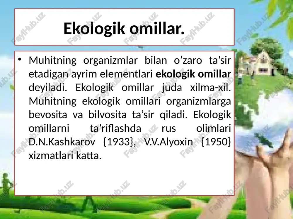 turli ekoligik omillarning tirik organizmlarga ta'sir etuvchi etish mexanizmi - Page 5