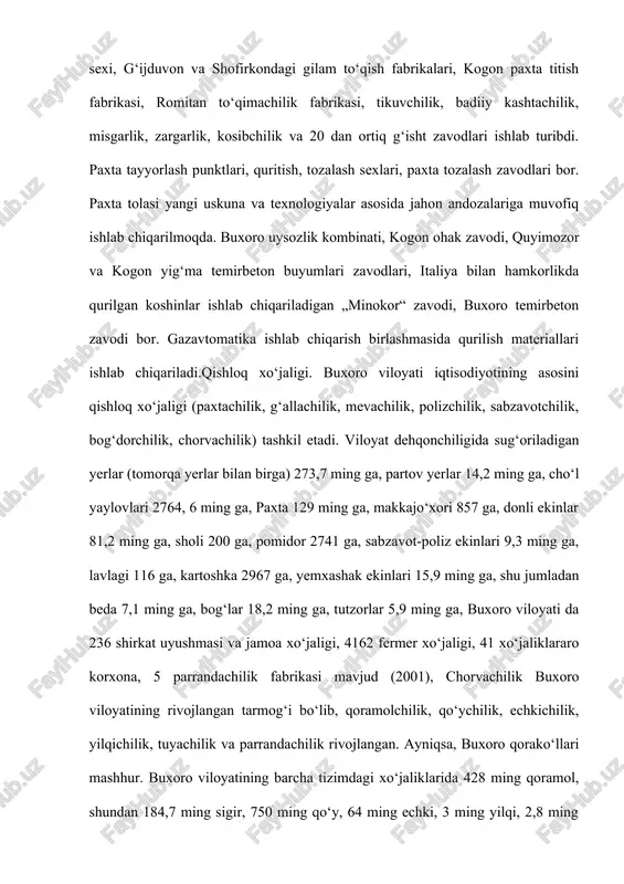 uruhi asosida tashkil qilingan. buxoro viloyat qo‘g‘irchoq teatri 1982-yil tashkil qilingan. buxoro viloyatidan olim xo‘jayev, hikmat latipov, saʼdixon tabibullayev, lutfulla nazrullayev, nazokat neʼmatova, aminjon akobirov, razzoq hamroyev kabi yirik sanʼatkorlar; domla halim ibodov, ota jalol nosirov, ota g‘iyos abdug‘aniyev, levina hofiz, sattor yarashev, o‘lmas rasulov, muxtor ashrafiy, mutal burhonov, mustafo bafoyev singari xalq hofizlari va kompozitorlari. maryam yoqubova, tesha mo‘minov, baxtiyor ixtiyorov, ahmadjon shukurov singari xalq artistlari yetishib chiqqan. sog‘liqni saqlash viloyatda 6700 o‘rinli kasalxonada 4343 vrach va 16100 o‘rta tibbiy xodim ishlab turibdi. 22 ayollar konsultatsiyasi, 281 qishloq vrachlik punkti, 68 feldsherakusherlik punkti, 28 qishloq uchastka kasalxonasi bor. 17 poliklinikada jarrohlik markazlari, 9 ambulatoriyada ixtisoslashtirilgan davolash markazlari tashkil etilgan. viloyatda 3 sanatoriy, jumladan sitorai moxi xosa sanatoriysi mavjud. buxoro shahridan 25 km narida to‘dako‘l dam olish maskani joylashgan. 2001-yilgacha o‘z kasbi bo‘yicha xususiy ish faoliyati yuritish uchun viloyatda 150 mutaxassisga litsenziya berildi. sport buxoro viloyati sportchilarisportning ko‘plab turlari bo‘yicha …