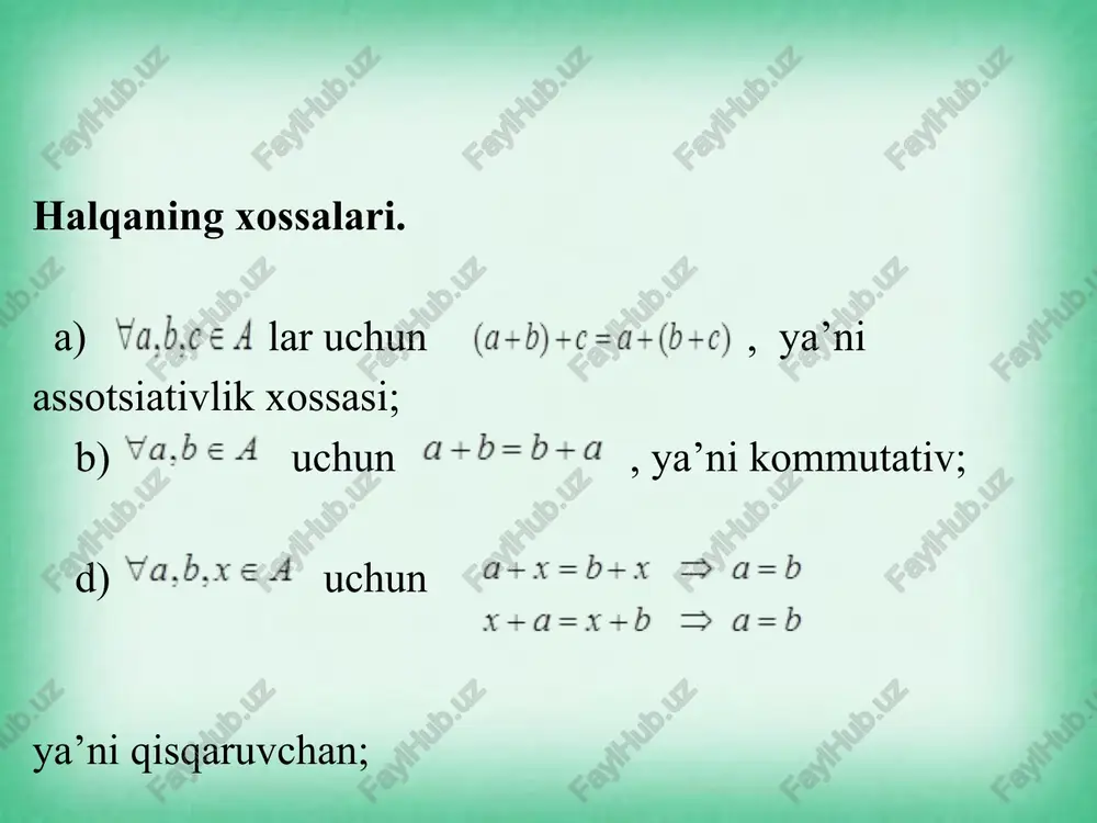 algebraik operatsiya tushunchasi va uning xossalari - Page 5