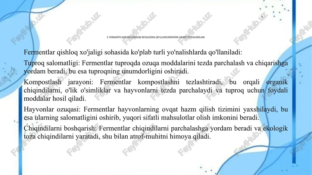 fermentlar va ularning qishloq xo‘jaligidagi o‘rni - Page 5
