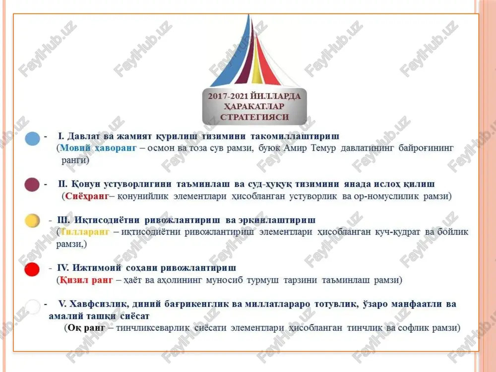 obarga oshdi (2016 yilda $273 mln dan 2020 yilda $4,1 mlrd gacha). bunda bozor (norasmiy) valyuta kursining o`rtacha yillik qadrsizlanishi 1998-2016 yillarda 24,4%, 2017-2020 yillarda esa – 10.4% ni tashkil qildi. «iqtisodiyotni rivojlantirish va liberallashtirish» yo`nalishi o`zbekiston barcha eksport qilinadigan tovarlar va xizmatlar bo`yicha bojxona bojlarini bekor qildi, eksport va lisenziyalash tartibi amallarini soddalashtirdi, 60% import qilinuvchi tovarlar uchun bojxona bojlarining «nolli» stavkalarini belgiladi va import bojxona bojlari stavkalarini 6,45% gacha kamaytirdi. islohotlar natijasida kichik biznes sektori sezilarli darajada o`sdi: 2016 yilda respublikada 27 ming, 2020 yilda esa – 93 ming kichik tadbirkorlik sub`ektlari ro`yxatdan o`tkazildi. «ijtimoiy sohani rivojlantirish» yo`nalishi ushbu o`tgan davr mobaynida aholining turmush darajasi ortishi qayd etilgan. o`rtacha oylik ish haqi 2016 yilda 1,3 mln. so`mdan 2020 yilda 2,6 mln. so`mgacha oshdi. shu davr ichida aholi jon boshiga jami daromad esa 5,8 mln. so`mdan 11,7 mln. so`mgacha o`sdi. sog`liqni saqlash sohasini mustahkamlash davom etmoqda: byudjetdan ushbu soha …