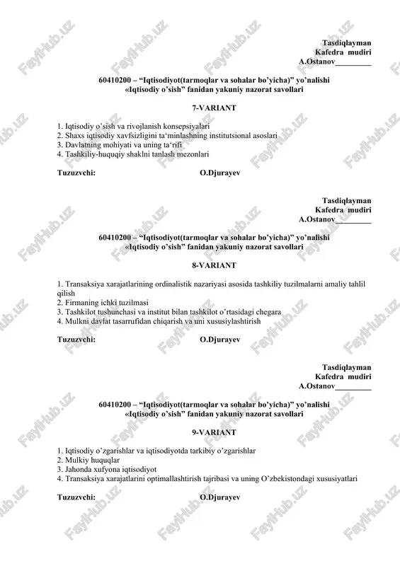 iqtisodiy o'sish fanidan yakuniy nazorat savollari - Page 5