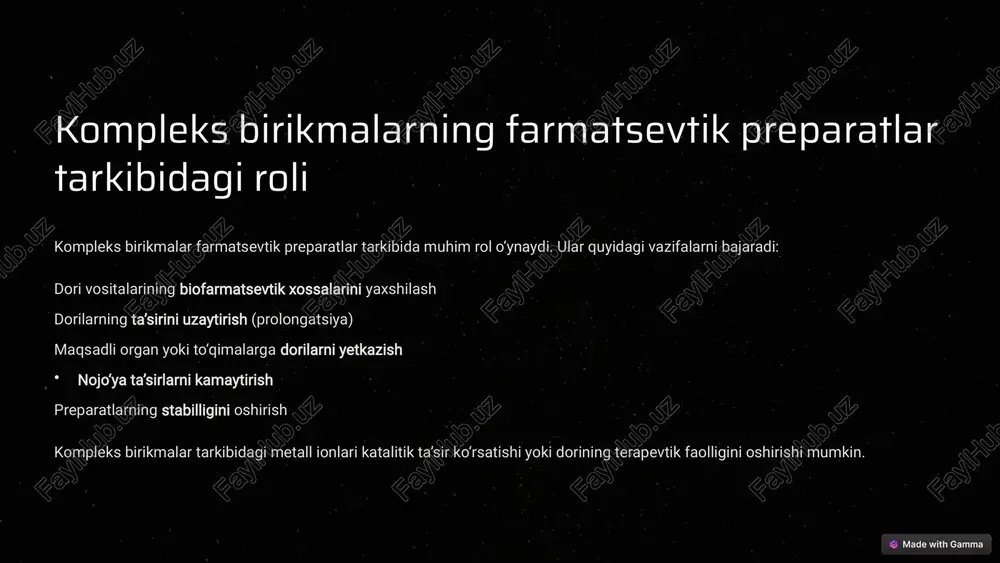 kompleks birikmalarning farmatsiya va tibbiyotda qo‘llanilishi - Page 5