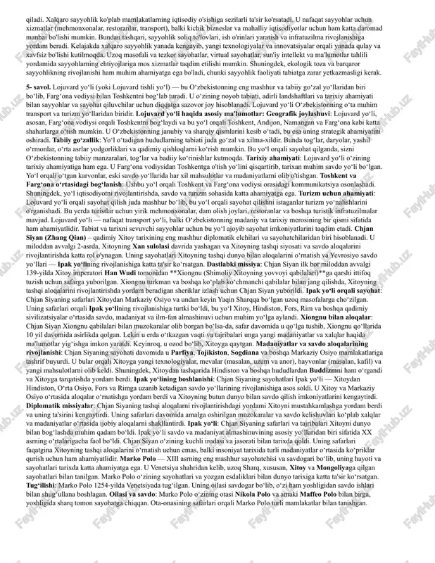 da savdo va sayohatchilar uchun mo'ljallangan mehmonxona yoki turar joy. karvonsaroylar asosan yo'lovchilar, savdogarlar, karvonlar (yuk tashuvchi karvonlar) va ularning hayvonlari uchun turar joy, oziq-ovqat va xavfsiz joylarni taqdim etgan. bu qurilishlar, ayniqsa, savdo yo'llarining markazlarida yoki qirqilgan yo'llar yaqinida joylashgan. karvonsaroylarning asosiy xususiyatlari va ahamiyati quyidagilardir: mahalliy iqtisodiyotga ta'sir: karvonsaroylar asosan savdo-sotiq va transport yo'nalishlarida joylashgan bo'lib, ular orqali turli mamlakatlar o'rtasida tovarlar almashinib, iqtisodiy aloqalar o'rnatilgan. karvonsaroylar savdogarlarga xavfsiz joyda dam olish, ovqatlanish va o'z yuklarini saqlash imkoniyatini yaratgan. arxitektura va dizayn: karvonsaroylar ko'pincha yirik, mustahkam va yaxshi himoyalangan inshootlar bo'lib, ularning ichida katta hovlilar, o'ziga xos xona va omborlar, turli savdo nuqtalari, hammomlar va o'quv joylari mavjud edi. ba'zi karvonsaroylarda karvonlarning hayvonlari uchun maxsus joylar, yoki ularni boqish uchun joylar ham mavjud bo'lgan. xavfsizlik va dam olish: karvonsaroylar sayohatchilar va savdogarlar uchun xavfsiz joy bo'lib xizmat qilgan, u yerda ular tunda tinchlanishlari, o'z yuklarini saqlashlari va ehtiyotkorlik …