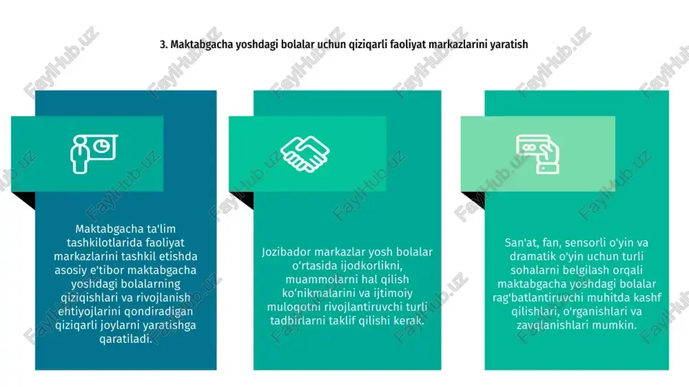 maktabgacha talim tashkilotlarida faoliyat markazlari - Page 5