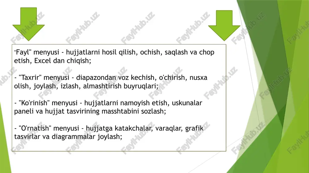 ms excel dasturidagi ma'lumotlarni ko'rib chiqish, qayta ishlash va umumiylashtirish - Page 5