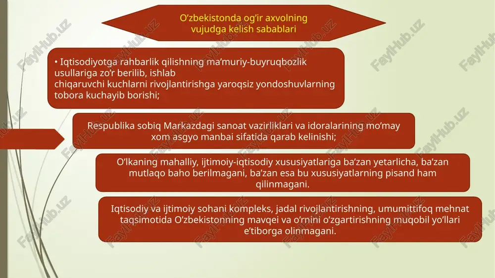 ini ta'minlashdan iborat oliy maqsad haqi, har bir kishining farovon hayot kechirishini ta'minlashni oliy maqsad deb bilgan holda, – o'zbekiston xalqlarining kelajagi uchun tarixiy mas'uliyatni chuqur his etgan holda, – xalqaro huquq qoidalariga, umumbashariy qadriyatlarga va demokratiya printsiplariga asoslanib,o'zbekiston sovet sosialistik respublikasining davlat mustaqilligini e'lon qiladi". 1991 yil 18 avgustda sobiq ittifoqda avqulodda xolat e'lon qilindi. moskva va boshqa bir necha yirik shaharlariga qo'shinlar, shu jumladan tanklar kiritildi 21 avgustda fitnachilar mag'lubiyatga uchradi, 22 avgustda esa favqulodda xolat davlat qo'mitasi (gkchp) a'zolari qamoqqa olindi.. mazkur holat kpssning 1991 yil yozidagi umri tugaganidan dalolat beruvchi ramziy xolat edi. o'zbekiston o'z nuqtai azarini ma'lum qildi. respublika rahbariyati markazdan beriladigan qonunga xilof bo'lgan har kanday ko'rsatmalarni bajarishni man etdi. 20 avgustda o'zbekiston ssr oliy kengashi rayosati va o'zbekiston ssr prezidenti xuzuridagi vazirlar mahkamasining qoraqalpog'iston respublikasi, viloyatlar va toshkent shahri rahbarlari ishtirokida qo'shma majlisi bo'ldi. unda fitna munosabati bilan vujudga kelgan vaziyat muhokama qilinib, …
