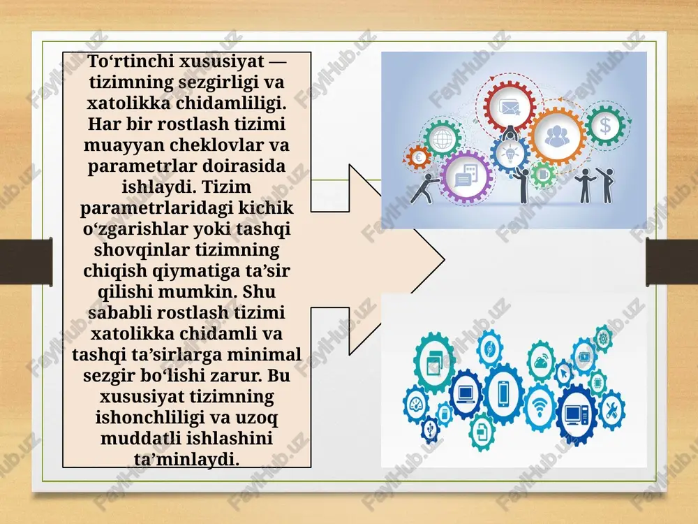 ini va energiya sarfini tahlil qilish uchun ishlatiladi. transport tizimlarida esa statik xarakteristika yo‘l harakati oqimini, tiqilinchlarni va yo‘l xavfsizligini baholashda qo‘llaniladi. ikkinchi jihatdan, statik xarakteristikalar tizimning samaradorligini oshirish va optimal ishlash nuqtalarini aniqlashda yordam beradi. statik xarakteristika yordamida tizimning maksimal yoki minimal ishlash nuqtalari — ekstremum nuqtalari aniqlanadi. bu esa tizimni optimallashtirish va resurslarni maqbul ishlatish imkonini beradi. shu nuqtai nazardan, statik xarakteristika boshqaruv tizimlarining nazariy va amaliy asoslaridan biri hisoblanadi. statik xarakteristikalarning turlari ko‘p jihatdan tizimning xususiyatlariga va analiz maqsadlariga bog‘liq. asosan, ularni quyidagi turlarga ajratish mumkin: chiziqli va no-chiziqli, ko‘p kirishli va ko‘p chiqishli, ideal va haqiqiy tizim xarakteristikalari. chiziqli statik xarakteristika tizimning kirish signali va chiqish signali o‘rtasida to‘g‘ridan-to‘g‘ri proporsional bog‘lanish mavjudligini bildiradi. no-chiziqli statik xarakteristika esa tizimning kirish-chiqish munosabatlari chiziqli bo‘lmagan, murakkab va noaniq xususiyatlarga ega ekanligini ko‘rsatadi. ko‘p kirishli va ko‘p chiqishli tizimlarda statik xarakteristikalarning tahlili murakkab bo‘lib, tizimning har bir kirish signali uchun …