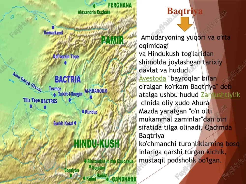 s qoʻltigʻiga qadar gʻoyat katta hududni qamrab olgan markazlashgan ulkan saltanatga asos soldi. bundan tashqari amir temur davlatiga kichik osiyo, suriya, misr va shim.-gʻarbda quyi volga, don buylari; shim.-sharqda balxash koʻli va ili daryosigacha; jan.-sharqda esa shim. hindistongacha bo’lgan mamlakatlar buysundirildi. amir temur davlatni aql-zakovot va huquqiy asos bilan idora etgan. uning „… davlat ishlarining toʻqqiz ulushini kengash, tadbir va mashvarat, qolgan bir ulushini qilich bilan amalga oshirdim“, degan soʻzlari buning yorqin dalilidir. amir temurning samarqanddagi maqbarasi xvi asr italyan rassomchiligida temurning tasviri xvi asrda fransuz rassomi tomonidan yaratilgan temur tasviri sohibqironning bunyodkorlik sohasidagi tarixiy xizmatlari beqiyosdir. tarix bu qoʻhna dunyoda oʻtgan koʻp jahongirlarni biladi. ularning aksariyati faqat buzgan. amir temurning ulardan farqi shundaki, u umr buyi bunyodkorlik bilan mashgʻul bulgan. uning „qay bir joydan bir gisht olsam, oʻrniga un gʻisht qoʻydirdim, bir daraxt kestirsam, oʻrniga unta kuchat ektirdim“ degan soʻzlari buning yorqin isbotidir. amir temur zabt etgan mamlakatlarning bir …