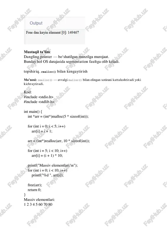 c dasturlash tilida xotira manzillarini boshqarish - Page 5