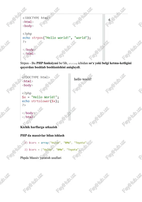 phpda satrlar, massivlar, fayllar va formalar bilan ishlash - Page 5