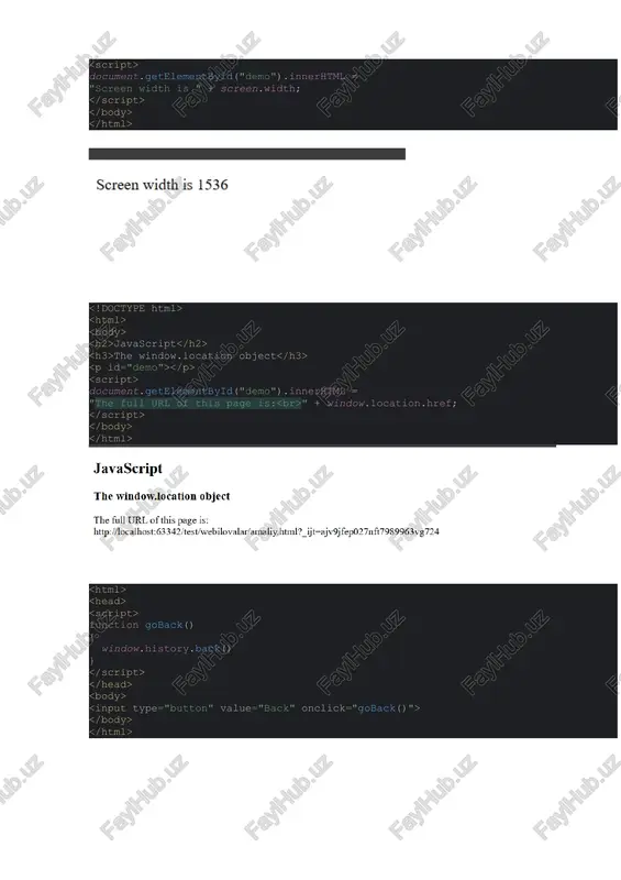 javascript brauzer va veb-hujjat ob’ektlari modeli bilan ishlash (bom, dom) - Page 5