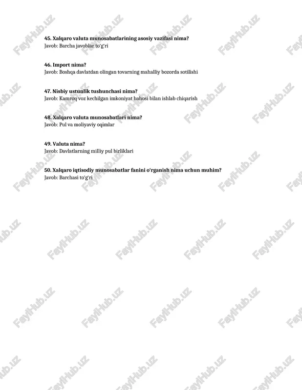 xalqaro iqtisodiy munosabatlar – test savollari va javoblari - Page 5