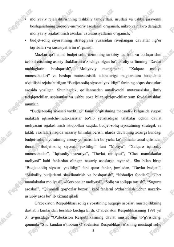 illigi to‘g‘risida”gi qonunda “shu kundan e’tiboran o‘zbekiston respublikasi o‘zining mustaqil soliq siyosatini olib boradi” deb ko‘rsatilgan. qolaversa, davlatning soliq siyosati asosi o‘zbekiston respublikasi konstituttsiyasida ham qayd qilingan. mustaqillikning dastlabki kunlaridan boshlab soliqlar sohasida o‘ndan ortiq qonunlar qabul qilingan edi. shulardan eng asosiysi o‘zbekiston respublikasining “korxonalar, tashkilotlar va birlashmalar soliqlari to‘g‘risida” va “o‘zbekiston respublikasi fuqarolari, chet el fuqarolari va fugaroligi bo‘lmaganlarning solig‘i to‘g‘risida”gi qonundan va ularga kiritilgan o‘zgartirishlar bo‘ldi. ammo soliqlaring huquqiy asosi 1997 yil 24 aprelda o‘zbekiston respublikasi qabul qilgan hamma soliqdan mujassamlashtirgan yagona soliq kodeksi bo‘ladi. bu kodeksning qabul qilinishi soliq siyosatini amalga oshinishdagi katta huquqiy asos yaratilgan. har qanday tadbir, ish faoliyati ilgaridan belgilanib, aniqlanib, rejalashtirilib ishlab chiqilgan siyosat bilan amalga oshiriladi. umuman, siyosat deganda, davlatning ilgaridan rejalashtirib, aniqlab turib amalga oshirgan chora-tadbirlar yig‘indisi tushuniladi[footnoteref:2]. soliq bo‘yicha ishlarni tashkil qilish ham shu to‘g‘risidagi siyosat deb yurtiladi. soliq siyosati qabul qilinganligi bois o‘zbekiston respublikasi soliq to‘laydigan huquqiy shaxslar soni …