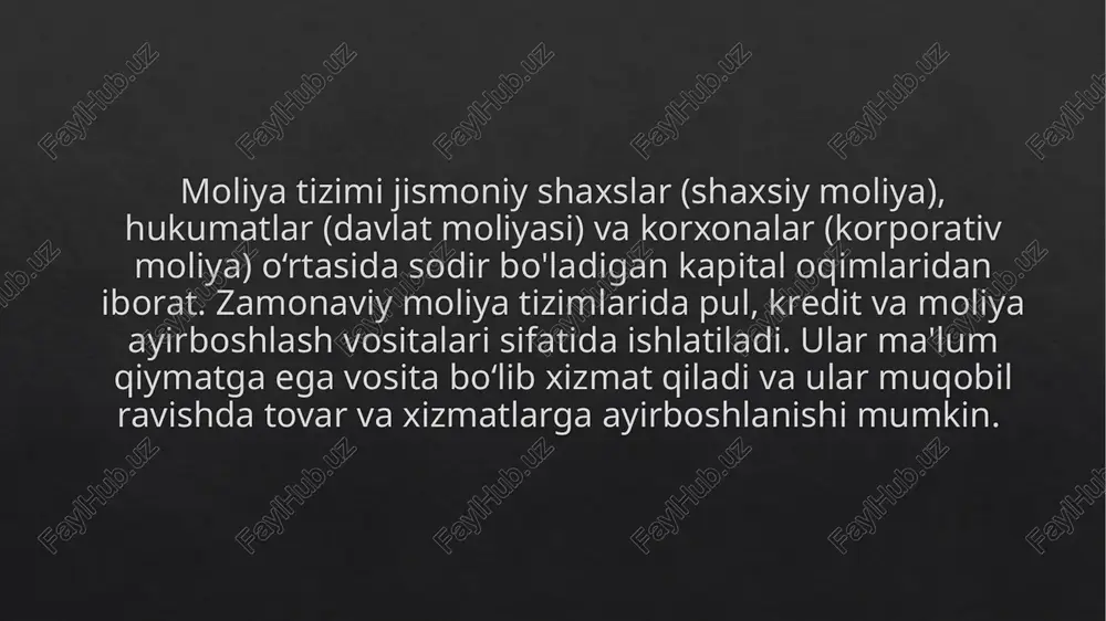 moliya tizimi, uning sohalar va bo'ginlari - Page 5