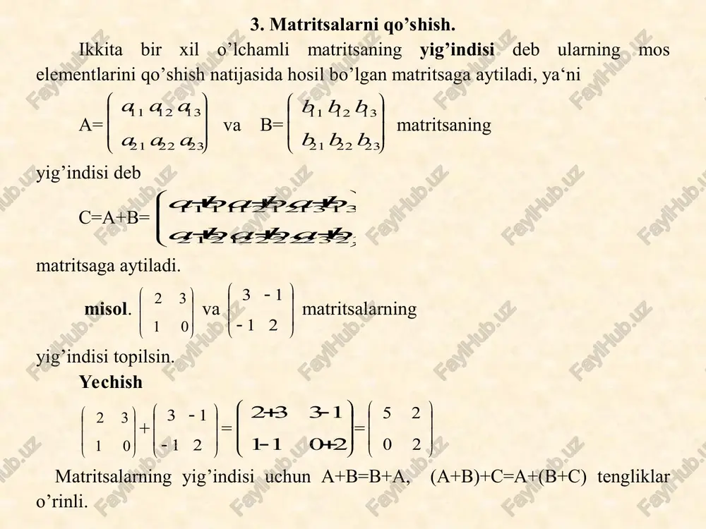matritsalar va ular ustida amallar - Page 5