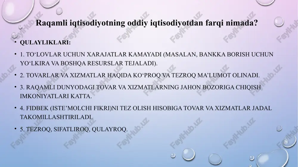 hi va qoidalar istalgan vaqtda o'zgartirilishi mumkin. blockchain turlari pul o'tkazmasi kriptovalyutani o'tkazish ilovalari, ayniqsa, xalqaro tranzaktsiyalar haqida gap ketganda, pul o'tkazishni osonlashtiradi, tezroq va arzonlashtiradi. aqlli shartnomalar bu bizning oddiy shartnomalarimizga o'xshaydi, lekin vositachi kerak emas. bu korxonalar uchun vaqt va pulni tejaydi. narsalar interneti (iot) narsalar interneti aqlli maishiy texnikaning yangi davrini ochadi. sovutgichni, robot changyutgichni yoki hatto qahva qaynatgichni istalgan masofadan boshqaring. aytgancha, machine learning texnologiyasi aynan shu holatda juda foydali. blokcheyn va mashinani o'rganish algoritmlari bilan yoqilgan aqlli uy osongina nazorat qilinadi va shaxsiy imtiyozlarga ko'ra sozlanishi mumkin. blokcheyn misollari va foydalanish holatlari shaxsiy identifikatsiya xavfsizligi shaxsiy ma'lumotlaringizni markazlashtirilmagan blokcheyn daftarida saqlash orqali o'zingizni shaxsni firibgarlikdan himoya qiling. sog'liqni saqlash blokcheyn yechimlari tibbiyot xodimlari o‘rtasida bemorlarning shaxsiy ma’lumotlarini yig‘ish va almashish texnologiyasini joriy etish orqali sog‘liqni saqlash xarajatlarini kamaytirishi mumkin. logistika yuk tashish kompaniyalari blokcheyn texnologiyasidan foydalangan holda butun dunyo bo'ylab ta'minot zanjirini kuzatib borish uchun …