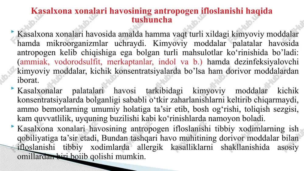 giriladi va 24 soatga termostatga qo‘yiladi. keyin kosachada unib chiqqan koloniyalar soni sanaladi. bu usul yordamida 1m3 havo tarkibidagi mikroblarning sonini aniqlashga imkon bermaydi, shuning uchun bu usul yoki bu xona havosidagi mikrob larning dinamikada o‘zgarishini taqqoslab baholash uchun qo‘llanishi mumkin, masalan bir kun davomidagi o‘zgarishi; bu usulni qo‘llash uchun havo namunasini olish bir xil sharoitda bajarilishi kerak (bir xil ovqatli muhit, bir xil joyda va namuna olish vaqti bir xil bo‘lishi kerak) filtrlash usuli havo tarkibida bo’lishi mumkin bo’lgan mikroblarni suyuq ovqatli muhitga olishni ko’zda tutadi, bundan so’ng suyuq ovqatli muhitni qattiq ovqatli muhitga qayta ekish talab etiladi. bu o’z o’rnida tajriba o’tkazish muddatini cho’zilib ketishiga sabab bo’lib va olingan natijalarning aniq bo’lmasligi bilan bog’liqdir. filtrlash usuli filtrlash usuli havo tarkibida bo‘lishi mumkin bo‘lgan mikroblarni suyuq ovqatli muhitga olish, so‘ngra suyuq ovqatli muhitni qattiq ovqatli muhitga qayta ekish talab etiladi. bu o‘z o‘rnida tajriba o‘tkazish muddatini cho‘zilib ketishiga sabab …