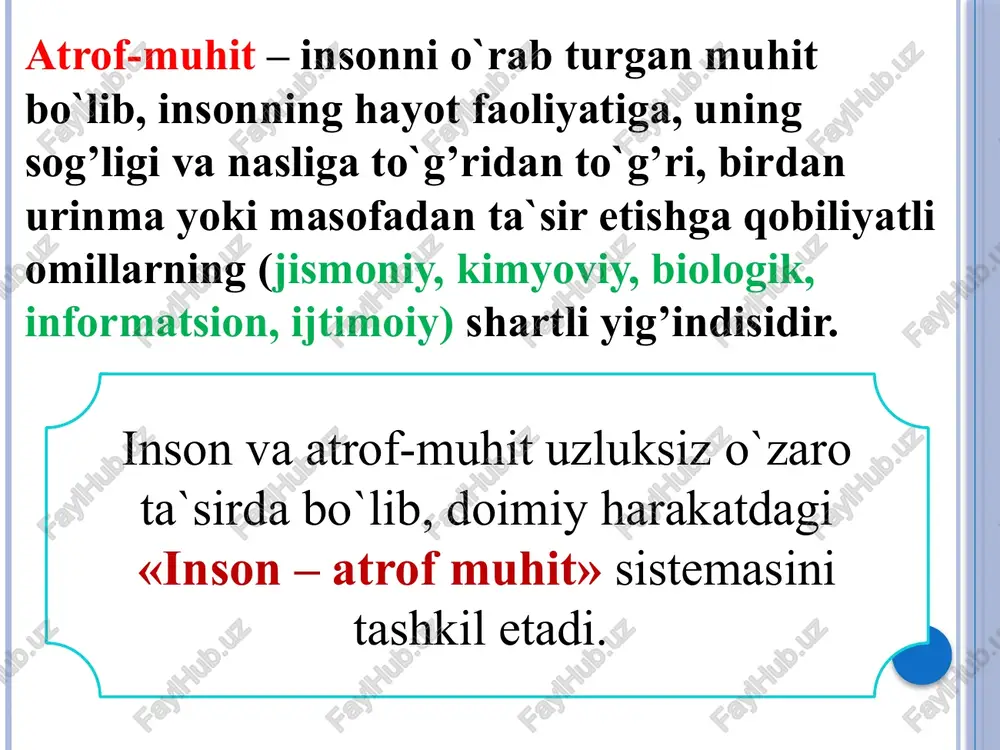 h sohasiga ko'ra xavf turmushda sportda yo'l transportida ishlab chiqarishda yakkalashi bo'yicha xavf litosfera gidrosfera atmosfera kosmos insonga ta'sir qilish xarakteriga qarab xavf faol (aktiv) sust (passiv) topshiriq urbanizatsiya nima ? texnosfera haqida tushuncha bering step 1 step 2 step 3 step 4 e’tiboringiz uchun rahmat image3.png image4.jpeg image5.jpeg image6.jpeg image7.jpeg image8.jpeg image9.jpeg image10.jpeg image11.jpeg image12.jpeg image13.png image14.jpeg image15.jpeg image16.png image17.png image18.jpeg image2.jpeg /docprops/thumbnail.jpeg