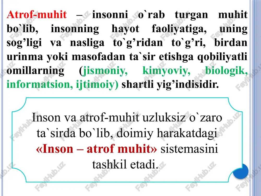sohasiga ko'ra xavf turmushda sportda yo'l transportida ishlab chiqarishda yakkalashi bo'yicha xavf litosfera gidrosfera atmosfera kosmos insonga ta'sir qilish xarakteriga qarab xavf faol (aktiv) sust (passiv) topshiriq urbanizatsiya nima ? texnosfera haqida tushuncha bering e’tiboringiz uchun rahmat image3.jpeg image4.png image5.jpeg image6.jpeg image7.jpeg image8.jpeg image9.jpeg image10.jpeg image11.jpeg image12.jpeg image13.jpeg image14.png image15.jpeg image16.jpeg image17.png image18.png image19.jpeg image2.jpeg /docprops/thumbnail.jpeg