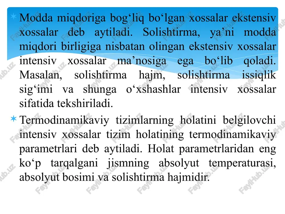 gan bo sh qa hola tga o‘ tadi deb faraz qilaylik . bu o‘ zgari sh dastlab oraliq hajm  1 ga ch a o‘ zgarmas temperature t 1 da , s o‘ ngra esa oxirgi hajm  2 ga ch a o‘ zgarmas bosim p 2 sodir b o‘ lsin . boyl – mariott qonuniga k o‘ ra t =c o nst b o‘ lganda : 2 1 1 1 1 2 1 1 yoki r r r r        gey – lyussak qonuniga k o‘ ra p =c o nst b o‘ lganda 2 1 2 1 2 1 2 1 yoki t t t t       topilgan ifodalarni  1 u ch un taqqoslasak , quyidagini olamiz : 2 1 2 2 1 1 t t r r    bu tenglamani o‘ zgartirib sh …