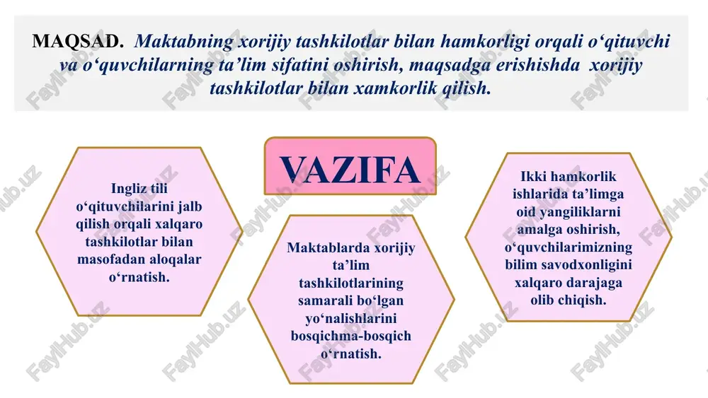 maktabning xorijiy tashkilotlar bilan hamkorlik ishlari samaradorligini oshirish - Page 5