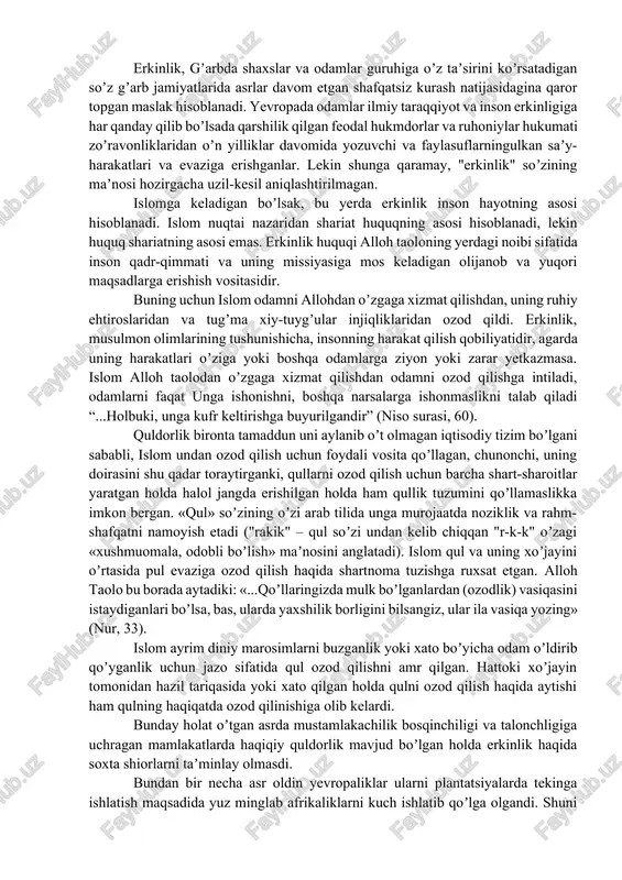 bu sohada qabul qilingan oltita asosiy xalqaro shartnoma qatnashchisiga aylandi. konstitutsiyada inson huquqi, inson erkinligining ustuvor ekanligi o‘z ifodasini topgan, birgina 13-moddaning o‘ziyoq huquqiy davlatning eng asosiy talablaridan birini o‘zida mustahkamlagan, unda o‘zbekiston respublikasida demokratiya umuminsoniy prinsiplarga asoslanishi, ularga ko‘ra inson, uning hayoti, erkinligi, sha’ni, qadr-qimmati va boshqa daxlsiz huquqlari oliy qadriyat hisoblanishi qayd etilgan. unga binoan har kim erkinlik va shaxsiy daxlsizlik, fikrlash, so‘z va e’tiqod erkinligi, davlat organlariga, muassasalariga murojaat qilish, mulkdor bo‘lish, mehnat qilish, erkin kasb tanlash, adolatli mehnat sharoitlarida ishlash, malakali tibbiy xizmatdan foydalanish, bilim olish kabi huquqlarga ega. shuni alohida qayd etish joizki, fuqarolarning konstitutsiya va qonunlarda mustahkamlab qo‘yilgan huquq va erkinliklari daxlsiz bo‘lib, ulardan sud qarorisiz mahrum etishga yoki ularni cheklab qo‘yishga hech kim haqli emas. bundan tashqari, fuqarolarning konstitutsiyaviy huquq va erkinliklari alohida muhofazaga olingan bo‘lib, ushbu huquq va erkinliklarga tajovuzlardan qo‘riqlash, bunday holatlarni oldini olish maqsadida o‘zbekiston respublikasi jinoyat kodeksining maxsus qismida …