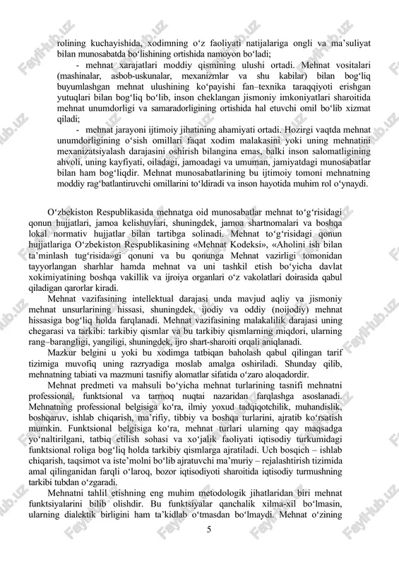 lar kiradi. mehnat - boylik manbaidir. u inson faoliyatining birinchi va zarur sharti hisoblanadi. inson va jamiyat taraqqiyotining tarixi bu jarayonda mehnatning hal qiluvchi ahamiyatga ega ekanligidan dalolat beradi. odamlar atrofdagi tabiatni oʻzgartirar ekanlar, umrining oʻzgarib borayotgan ehtiyojlari ta’sirida oʻz tabiatlarini ham oʻzgartiradilar: bilimlarini boyitib, qobiliyatlarini rivojlantiradilar va yangi koʻnikmalar hosil qiladilar, mehnat oʻzining tarkibiy rivoji jarayonida jiddiy ravishda murakkablashdi: inson tobora murakkabroq va xilma-xilroq operatsiya va ishlarni bajara boshladi, tobora uyushgan mehnat vositalarini ishlab chiqarib, oʻz oldiga ancha yuksakroq maqsadlar qoʻyish va ularga erishish mukammal boʻlib bordi. jamiyat rivojlanib borgan sari inson faoliyati mashinalar, mexanizmlar yaratishga, oldindan berilgan xossalarga muvofiq va tabiatda uchramaydigan materiallarni vujudga keltirish kashfiyot va san’at asarlari, ilmiy kashfiyotlar yaratishga qaratilgan. oʻrta osiyo sharqda, ilgʻor tafakkur markazlariga aylanib, forobiy, ibn sino, beruniy, yusuf xos hojib, nizom ul mulk, al buxoriy, amir temur va boshqa vatandoshlarimizning ilmiy qarashlari faxrlidir. oʻzbek davlatchiligining poydevorini vujudga keltirgan amir temur ham …
